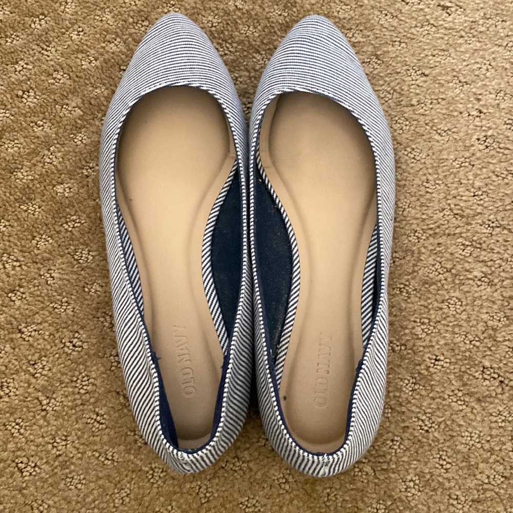 Old navy shoes. Size 7. Blue and white stripe.